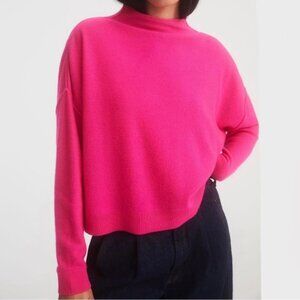 Pilcro Anthro Alani Size S Hot Pink 100% Cashmere Relaxed Mock Neck Sweater